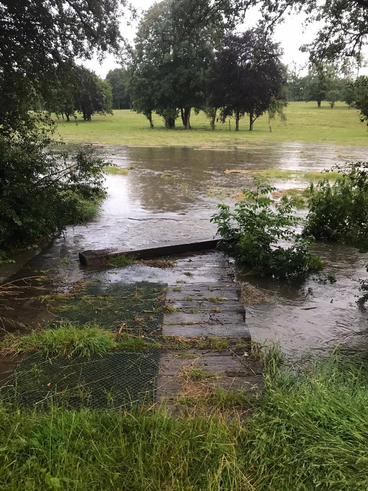 Severe flooding from Potters Bar Brook on the former golf course