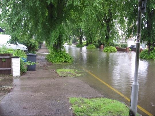 Flooding on The Avenue near the former Potters Bar Golf Course